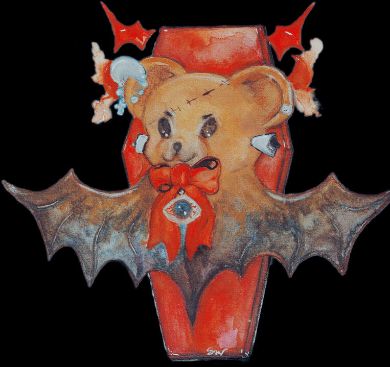 Franken Bat Bear - Watercolor + Gouache