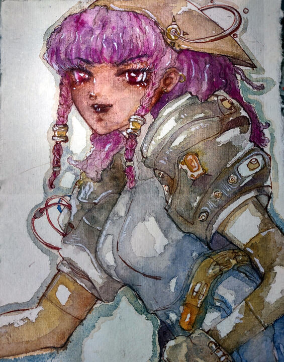 Mecha warrior - Watercolor