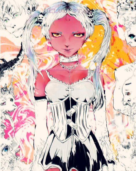 Lineart halfbody+color splash & BG w elements & characters ie. people, places or things =$65